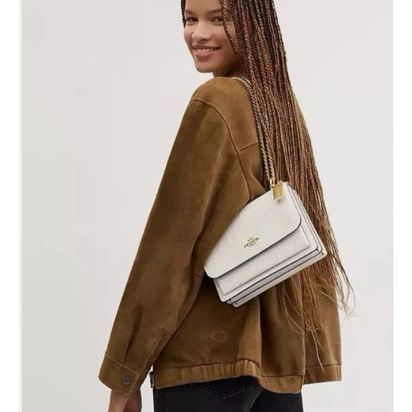 Coach Klare Crossbody Bag Crocodile-embossed Leather CC840 Gold/Chalk NWT - Picture 8 of 11